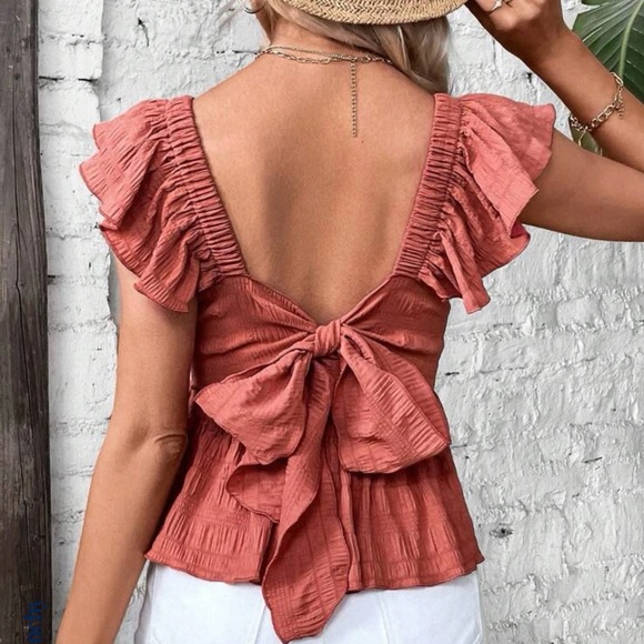 New Tie Backless Ruffle Top - Picture 3 of 4